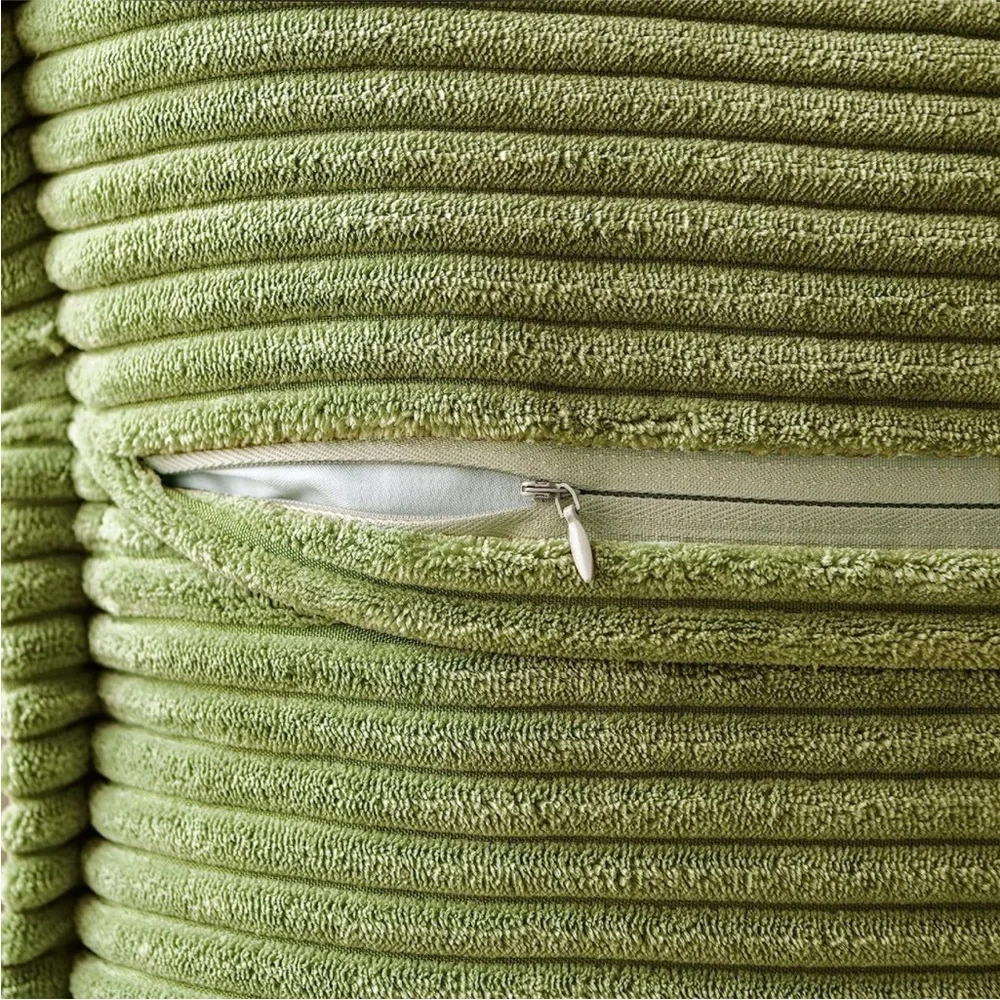 Olive Green Striped Texture Corduroy Decorative Farmhouse Luxury Soft PillowCase